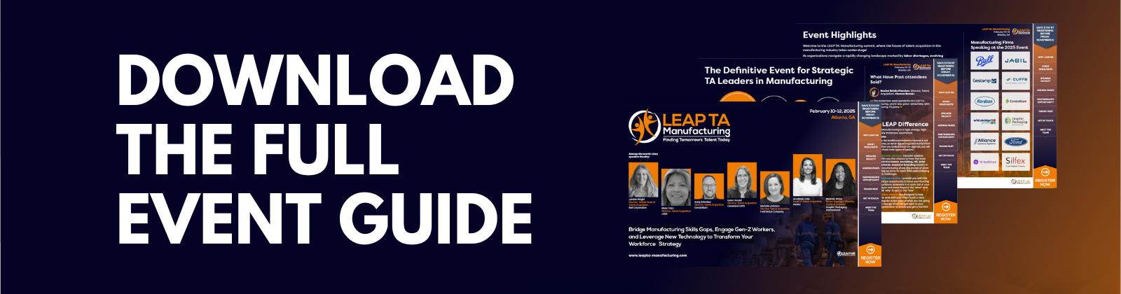 LEAP TA: Manufacturing 2025 Download the Event Guide Banner