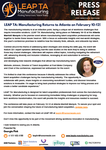 LEAP TA: Manufacturing 2025 Press Release